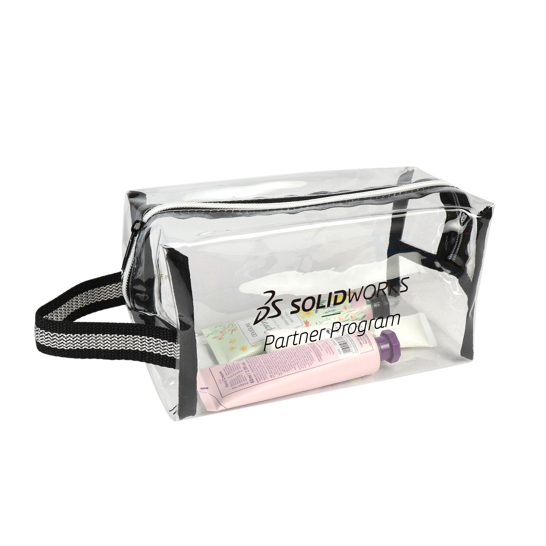 Clear Travel Carrying Striped Handle Bag 2
