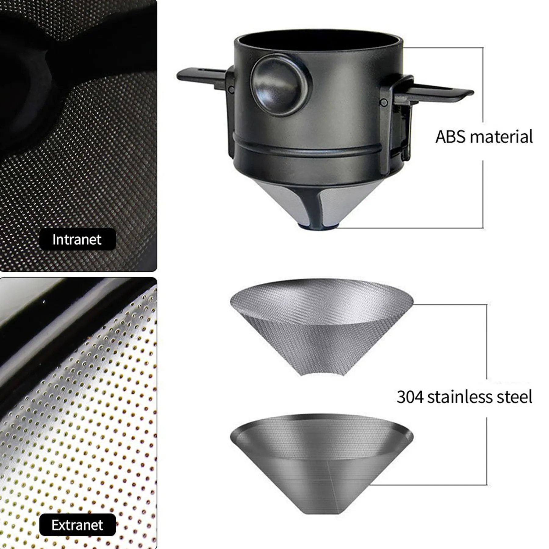 Stainless Steel Filter Free Coffee Funnel 8