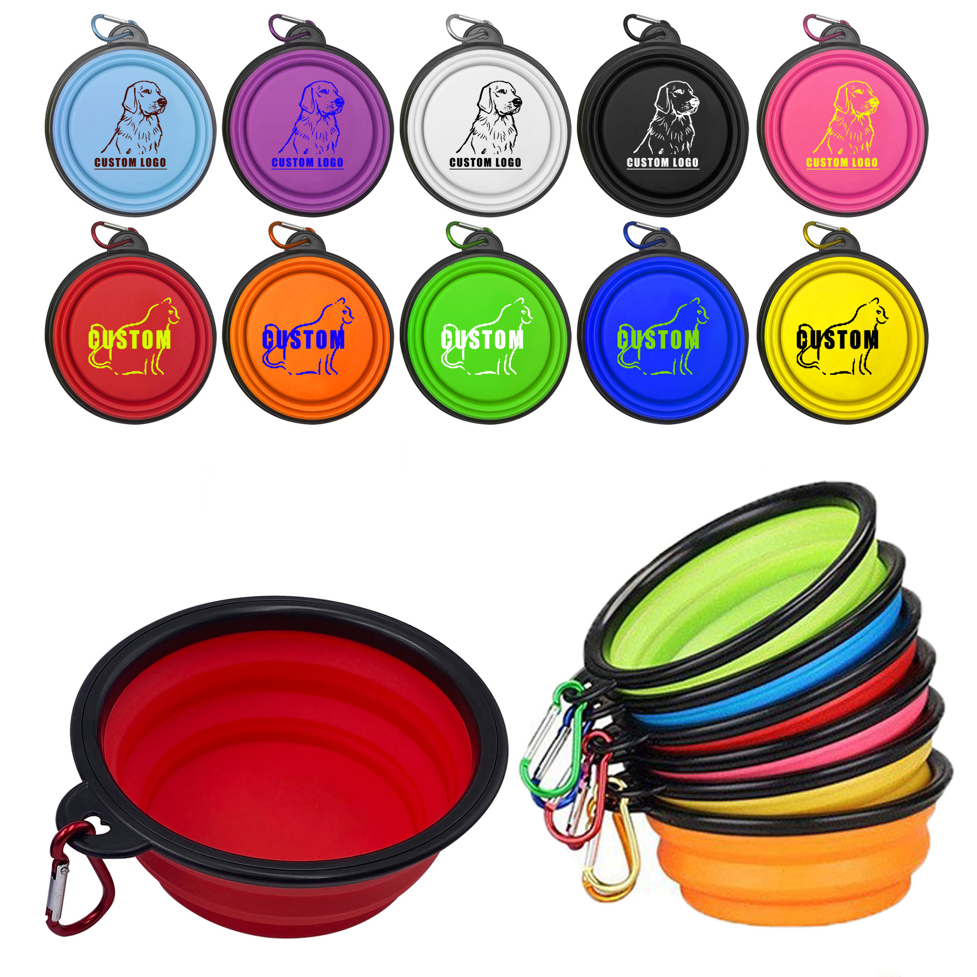 Collapsible Pet Dog Bowl with Carabiner 2