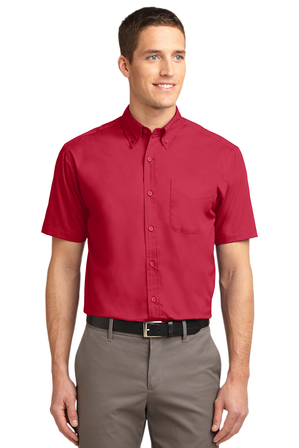 Men's Short Sleeve Oxford Button-Down Easy Care Shirts 23