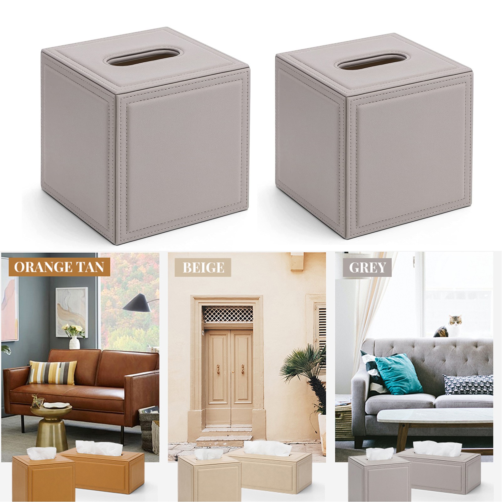 Square Leather Tissue Box Cover 2