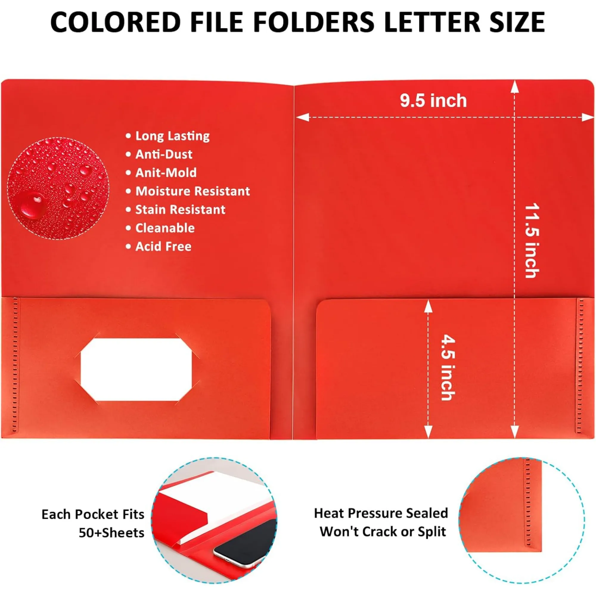 Plastic Folder with Pocket for Office High School 6