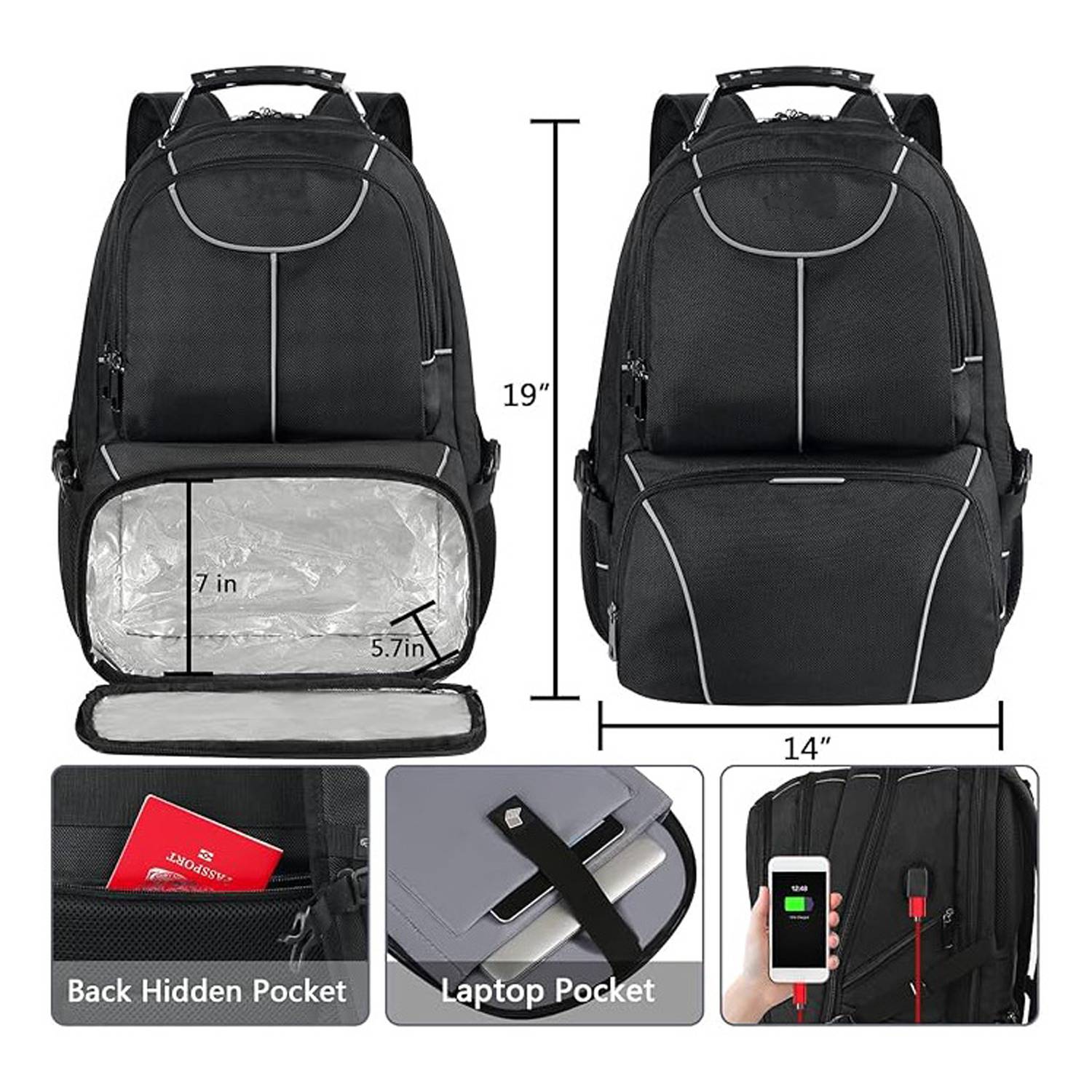 17L Insulated Laptop Backpack w/ Built-in Lunch Cooler 3