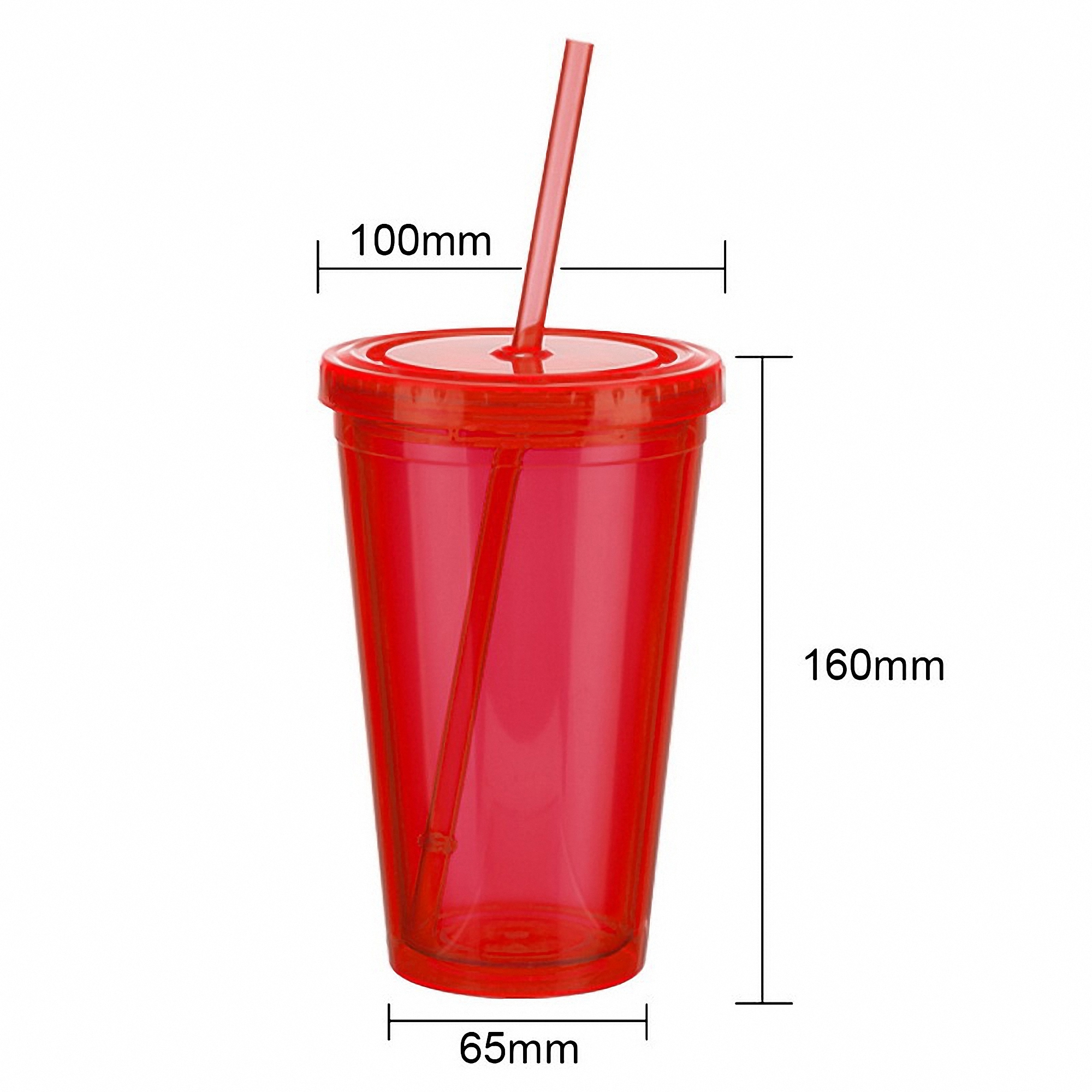 16 oz Translucent Plastic Tumbler with Lid and Straw 3