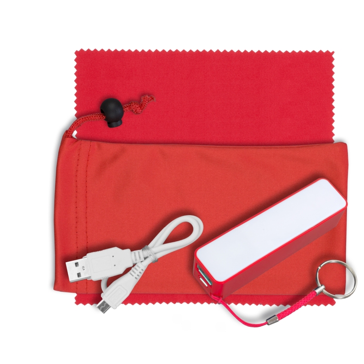 Mobile Tech Power Bank Accessory Kit in Microfiber Cinch Pouch 17