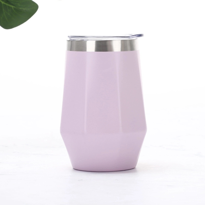 12 oz Diamond Shape Stainless Steel Stemless Wine Glasses 10