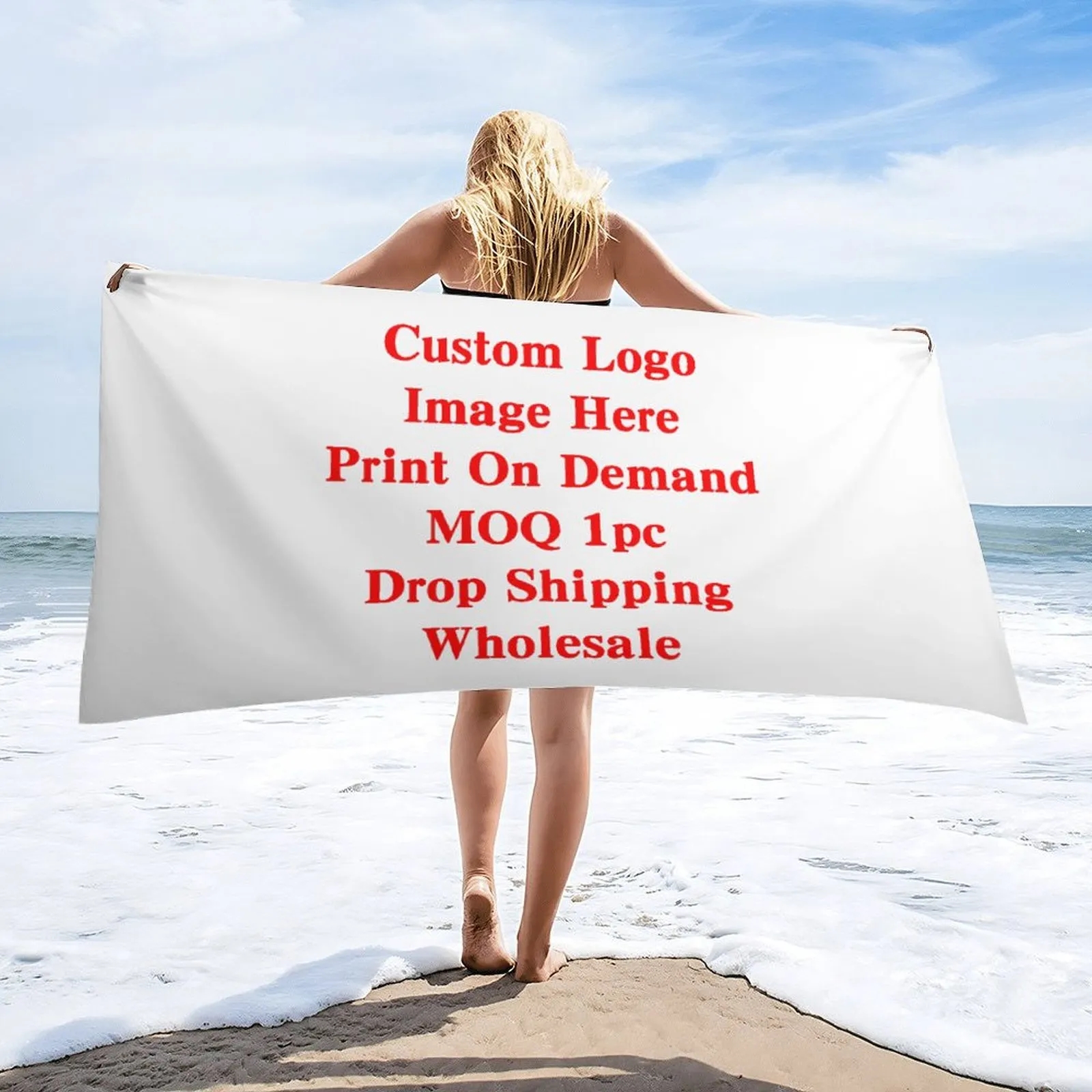 Bulk Custom Beach Towels Personalized Logo Soft Velour for Resorts Hotels 5