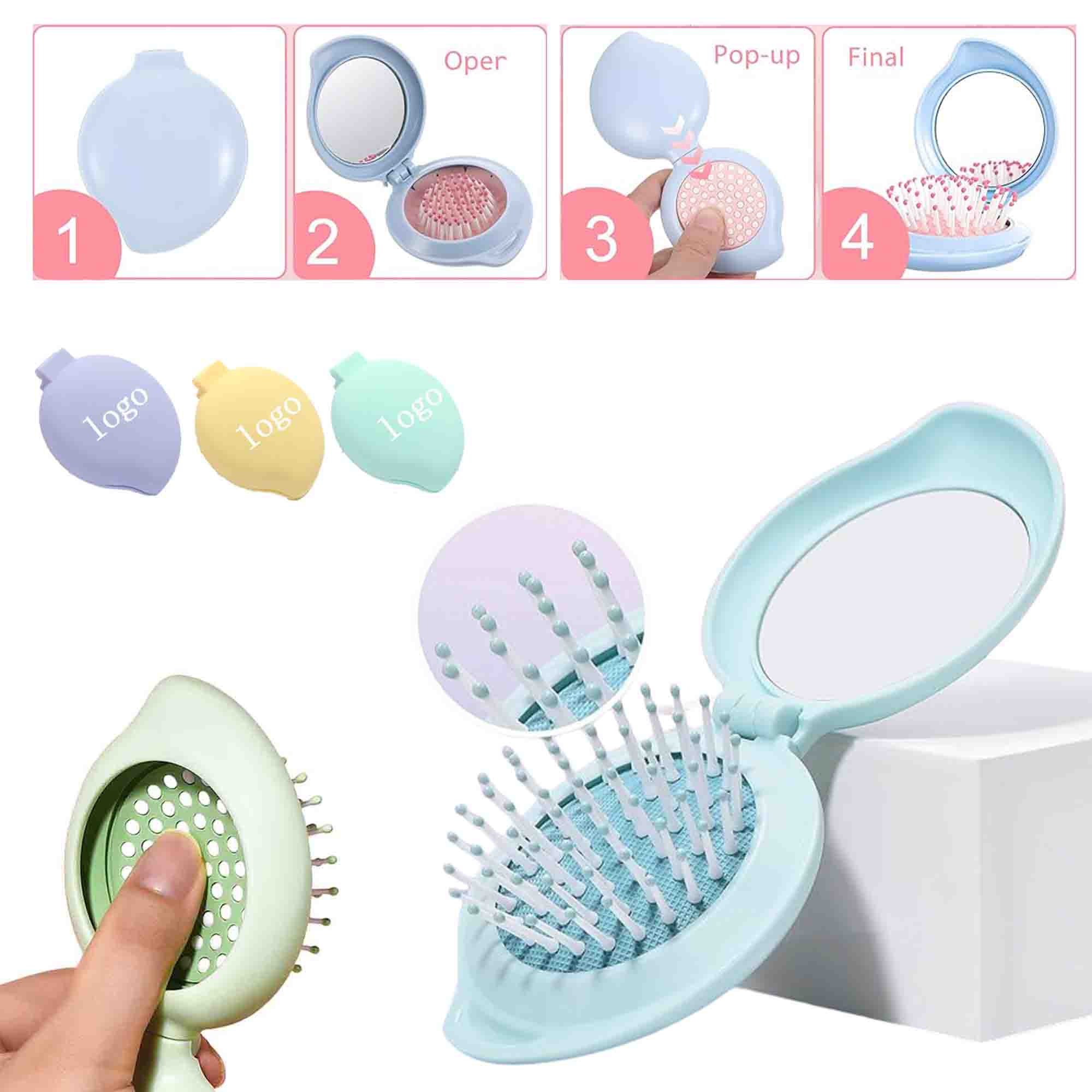Folding Travel Hair Brush with Mirror 1