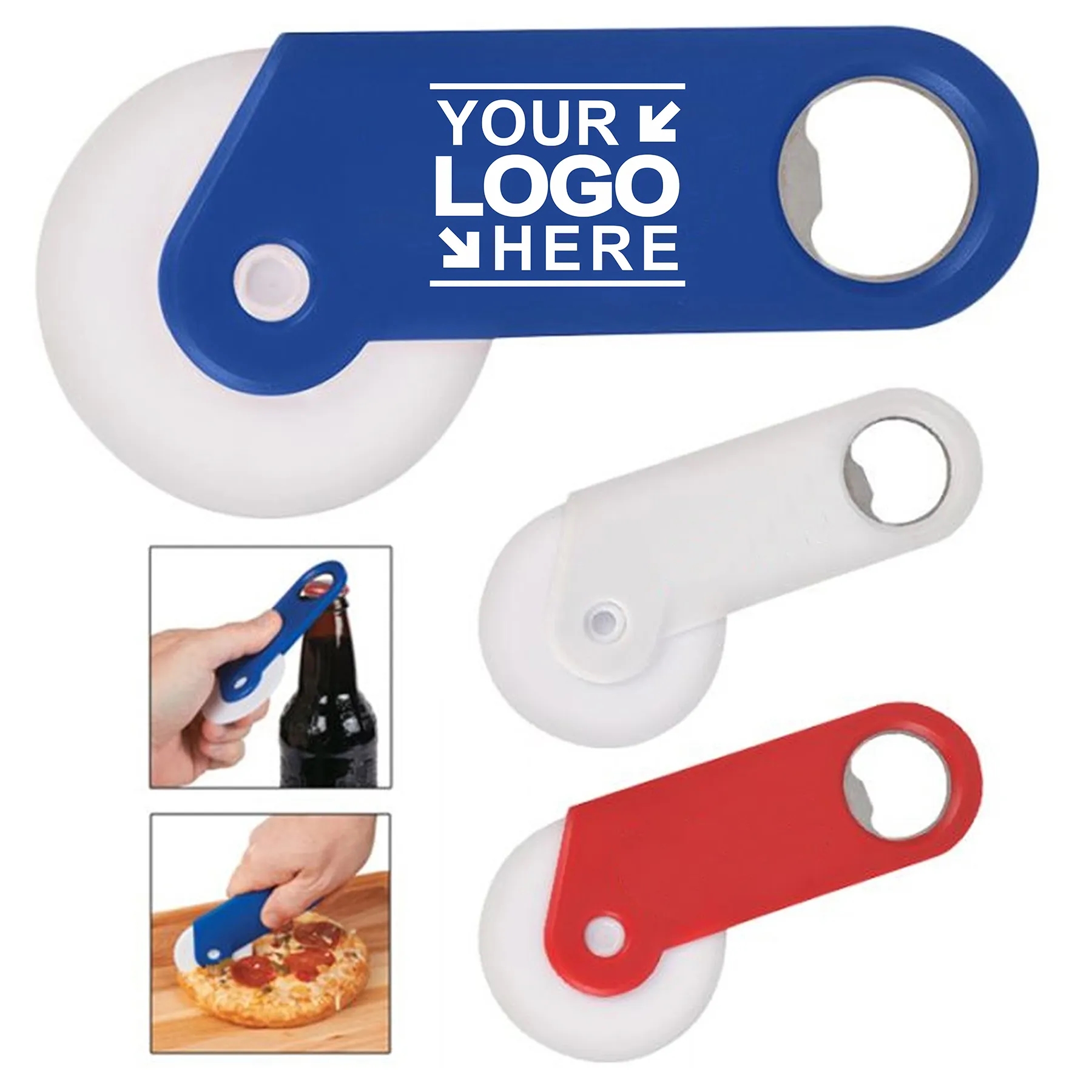 MOQ50Pcs ABS Pizza Cutter w/Bottle Opener 1