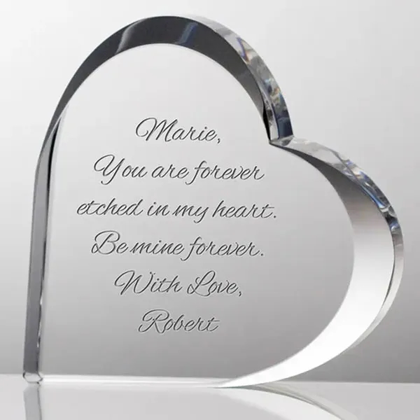 Personalized  Beveled Heart Shaped Crystal Award 3