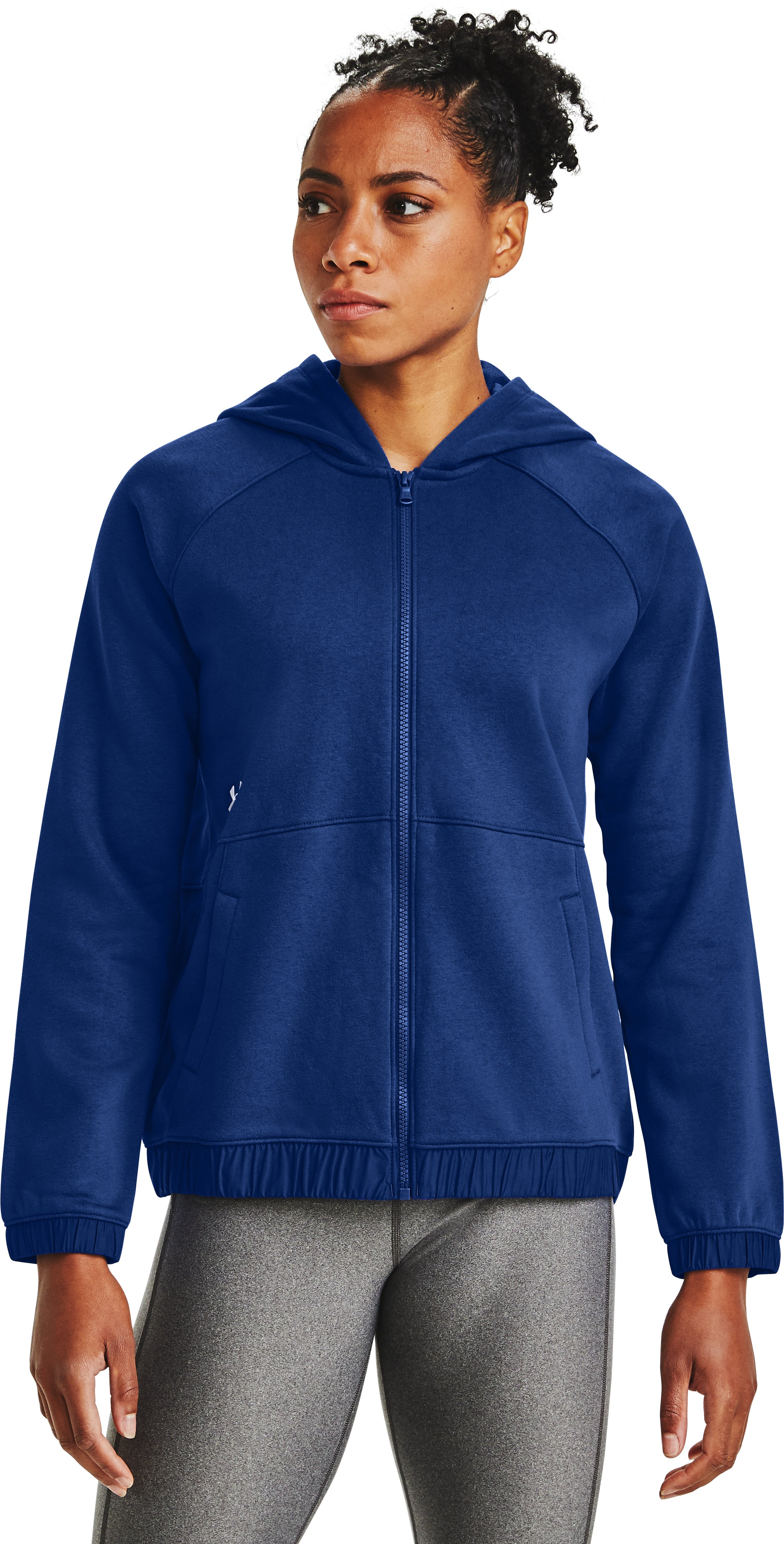 Women's UA Hustle Fleece Full Zip Hoodie, custom hoodie or sweatshirt with logo imprint 6