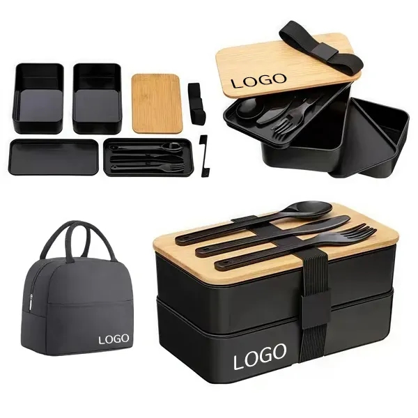 Double-Layer Bento Box with Bamboo Lid 6