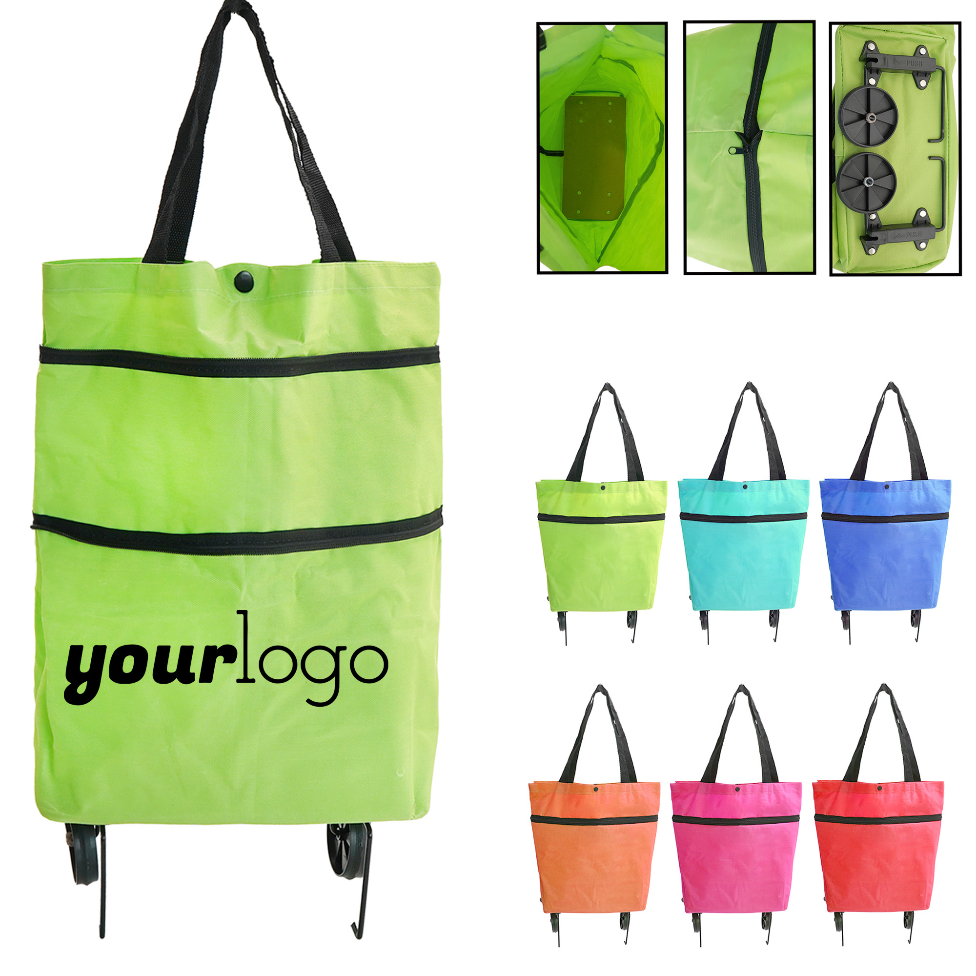 Foldable Oxford Fabric Shopping Trolley with Wheels 7