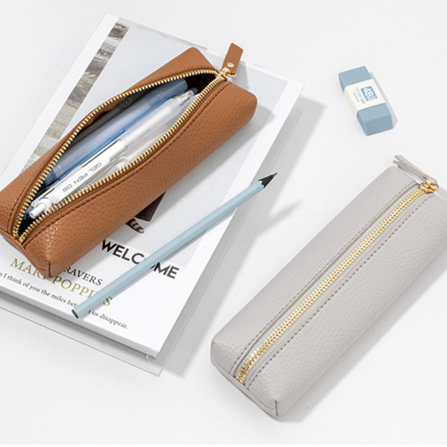 PU Leather Zipper Pencil Pouch 2