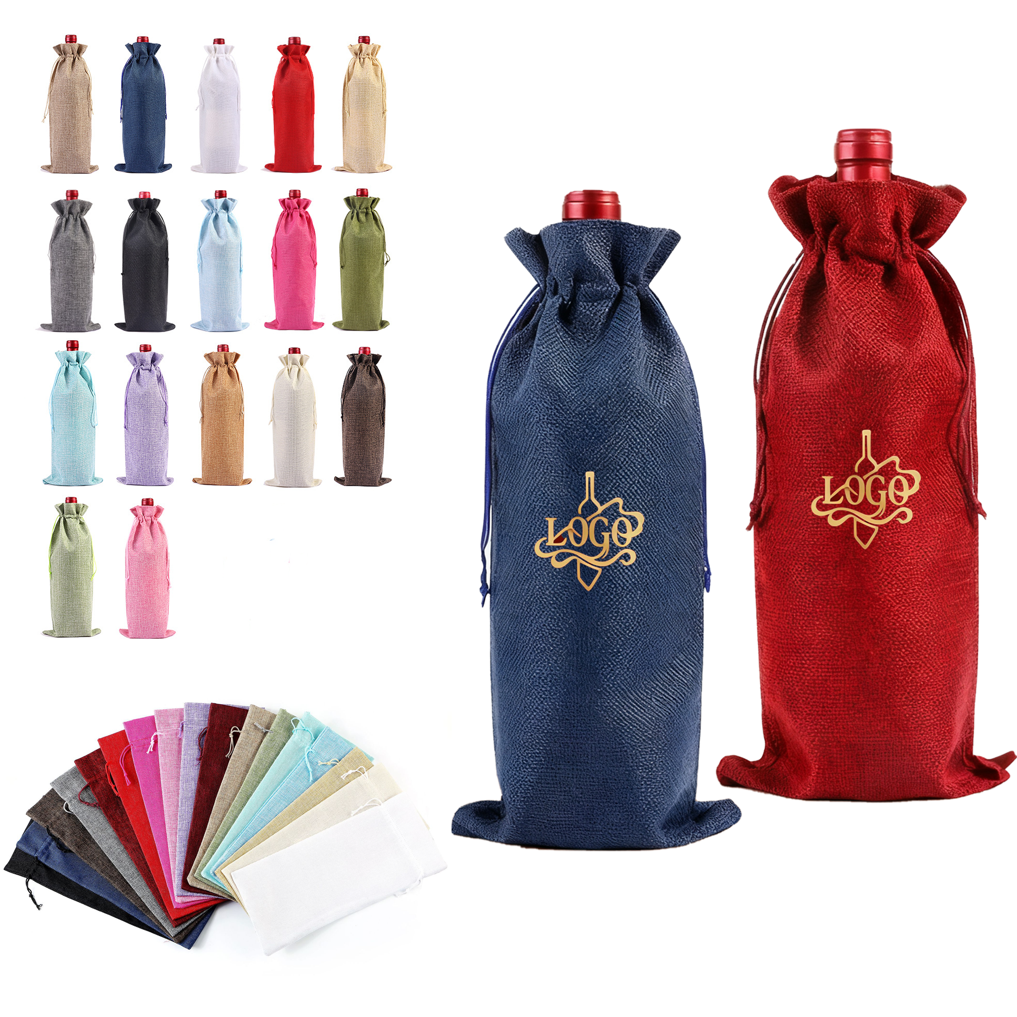 MOQ30 Fine Linen Wine Gift Bag 5