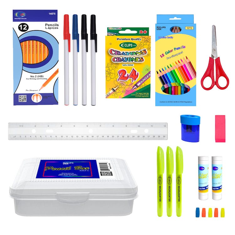 Middle School Supply Kits - Writing Supplies & Pencil Box 1