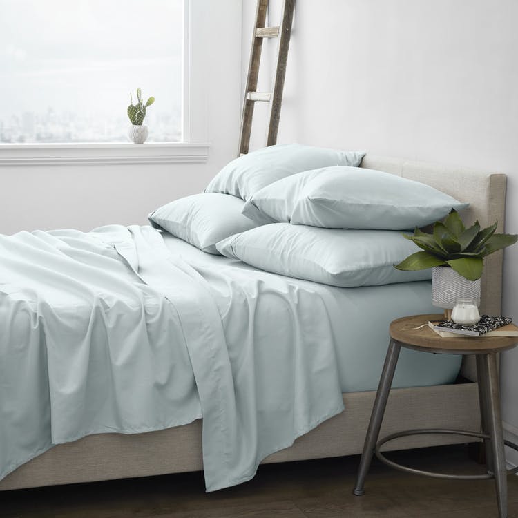 Luxury Bed Sheets - Solid Mint Twin 4 Set 1