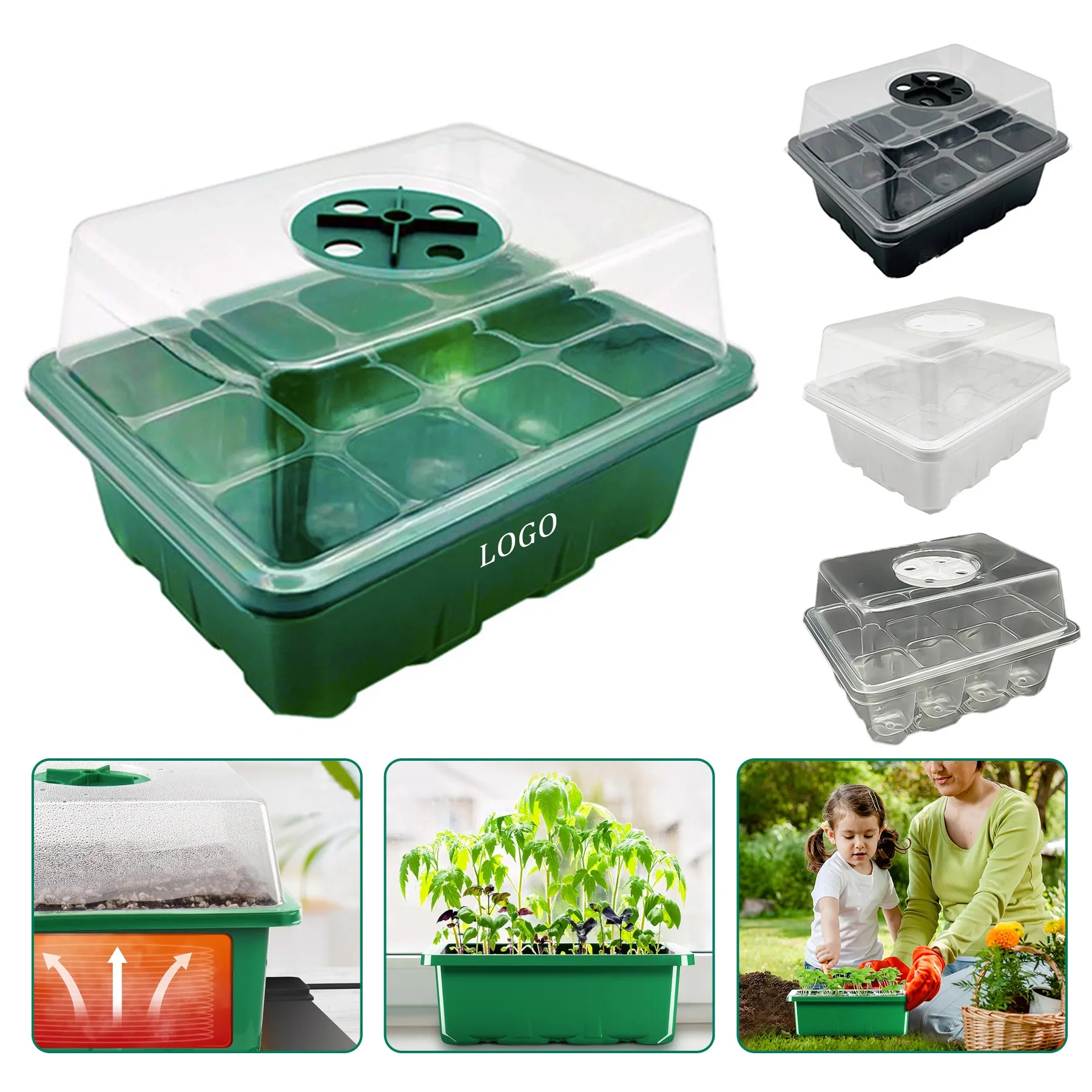 10 Pack Seed Starter Tray Plants and Base 1
