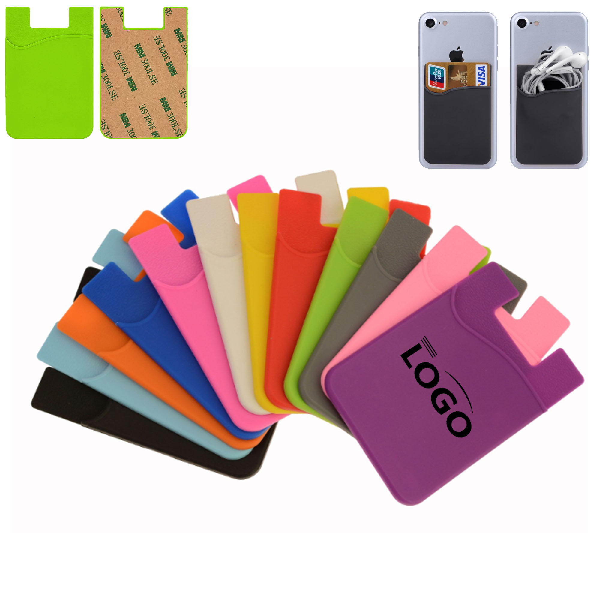 MOQ 100pcs Silicone Phone Wallet With Your Logo 4