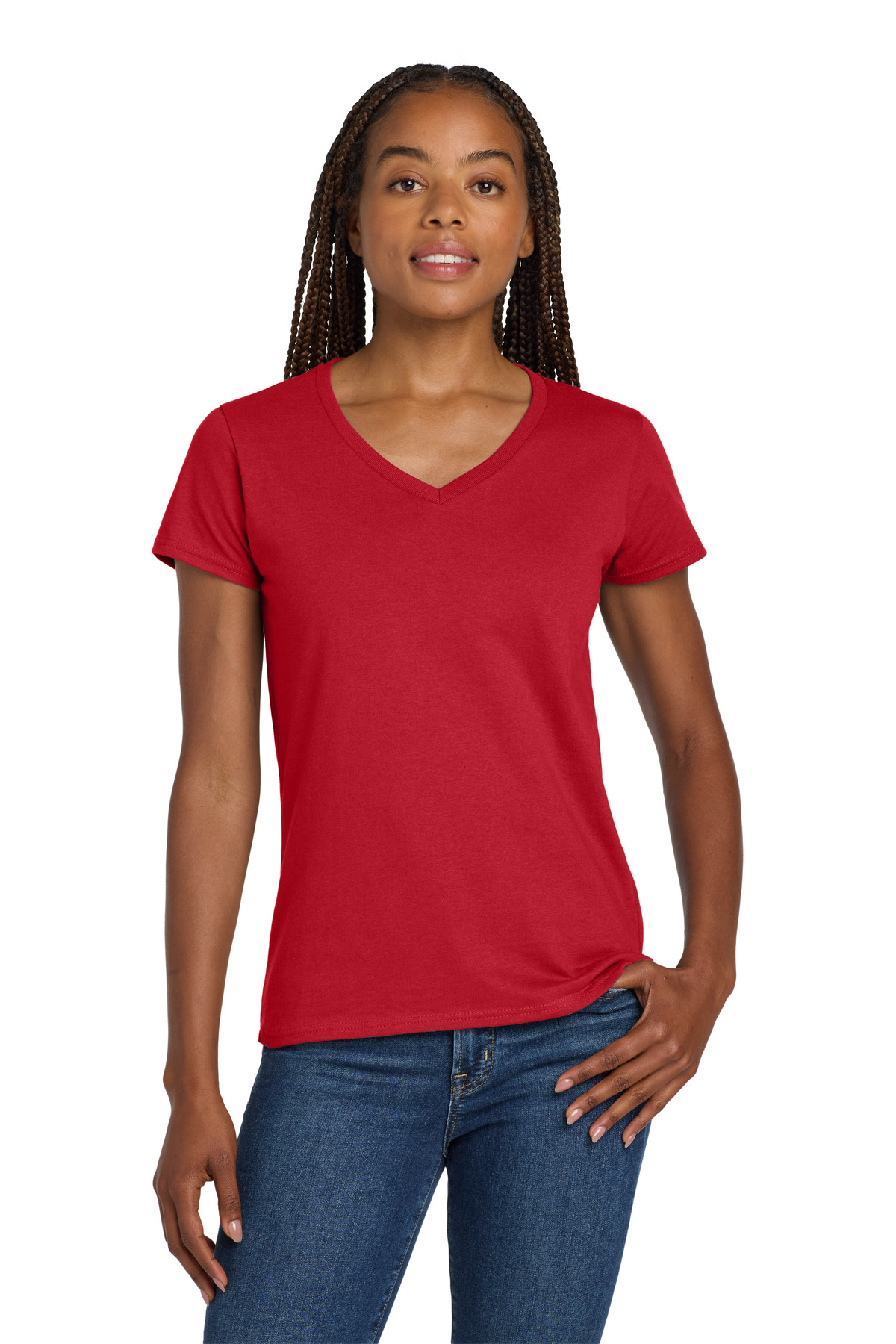Gildan Women's Heavy Cotton 100% Cotton V-Neck T-Shirt. 5V00L 107