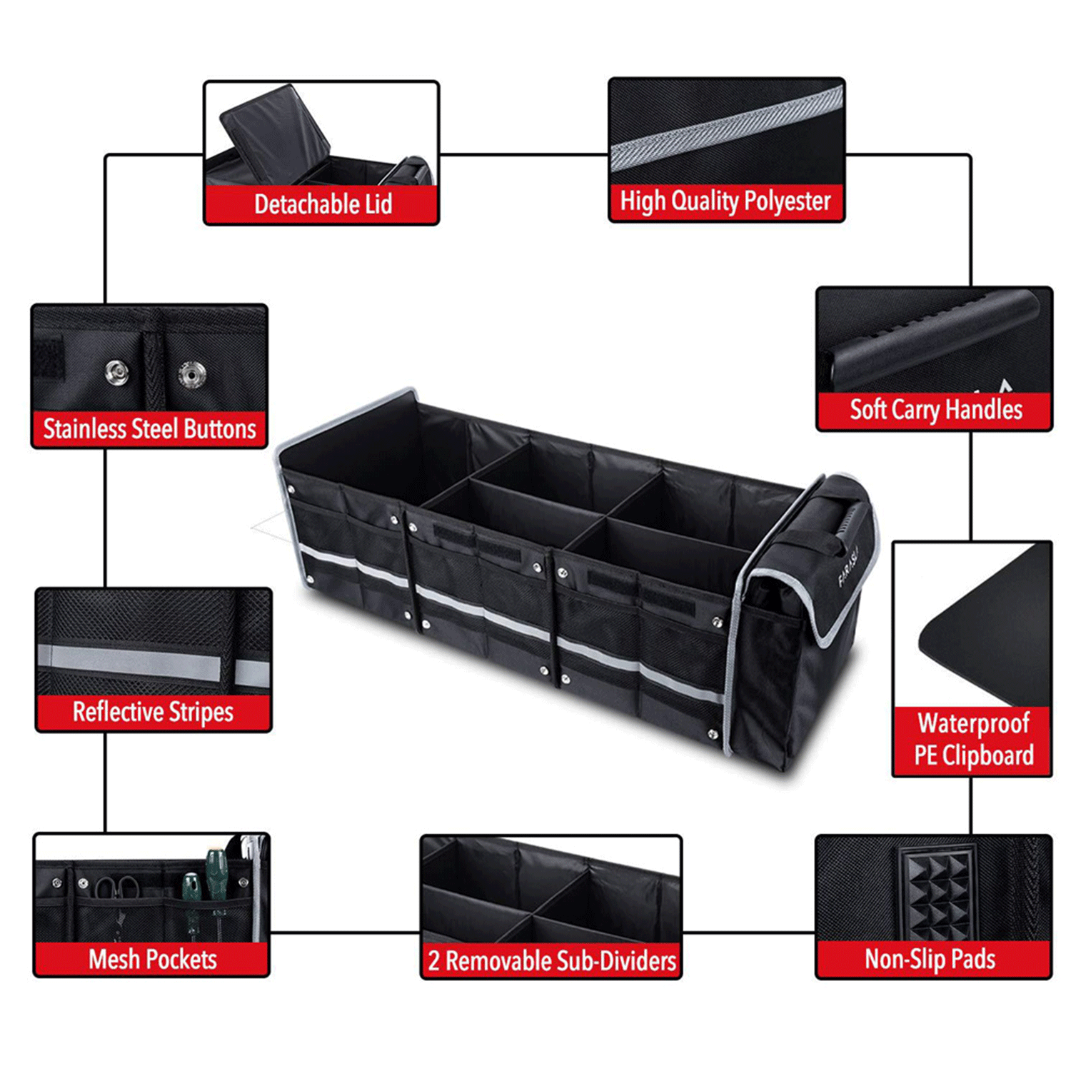 Outdoor Travel car supplies trunk storage Organizer box 7