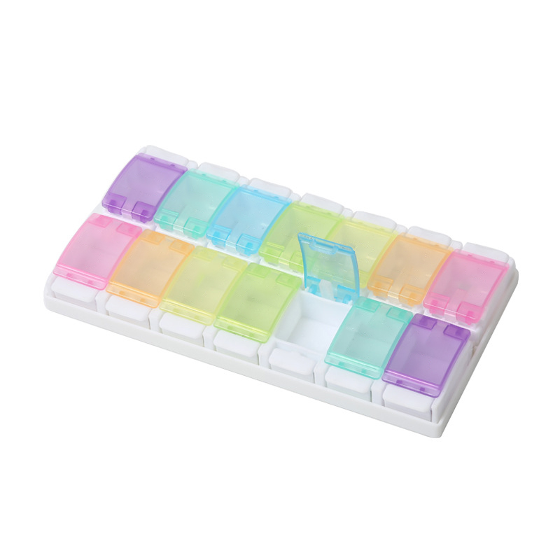 Spring Open Design 14 Compartments Pill Organizer 8