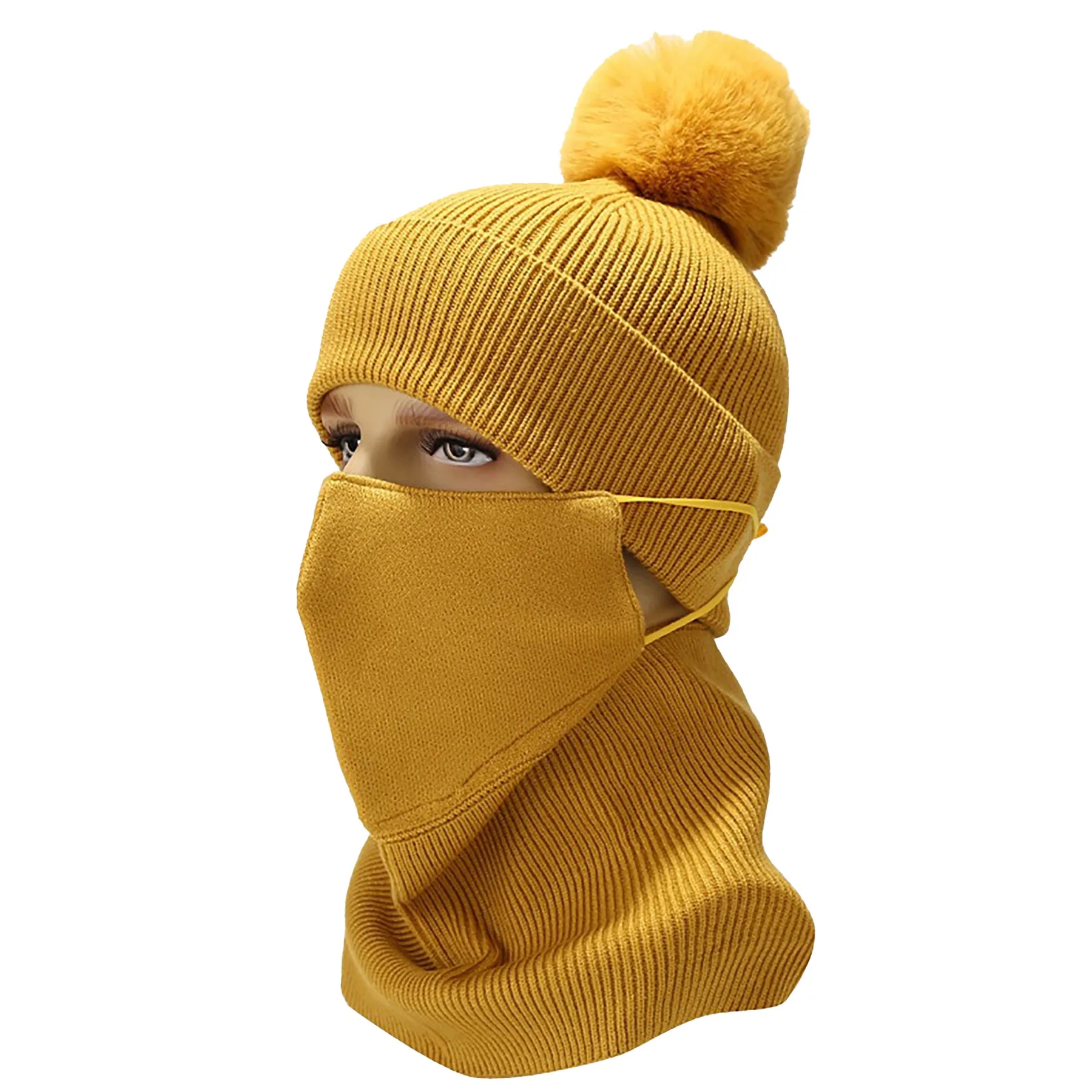 Polyester Knitted Hat, Neck Mask Set 4