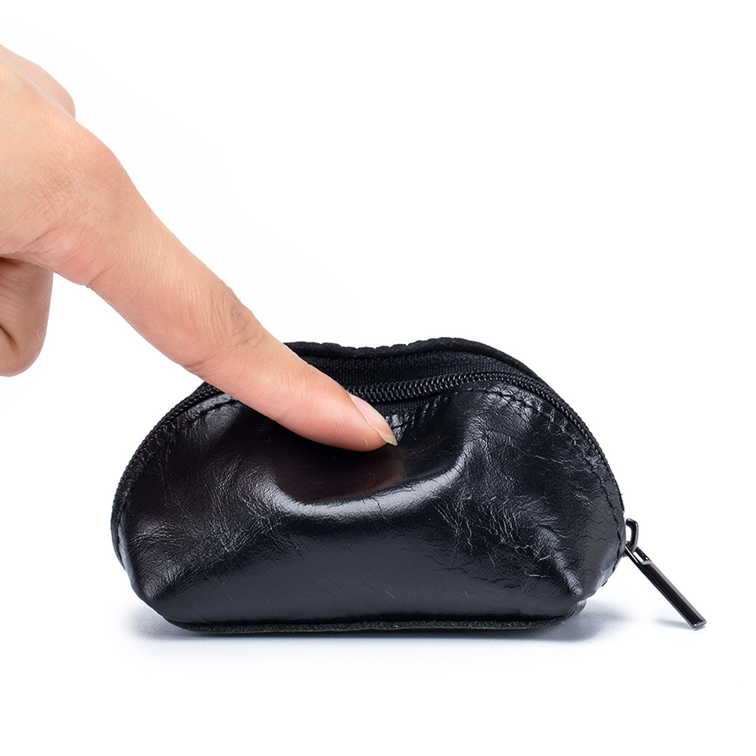 Oil Wax Mini Wallet Headphone Storage Bag 4