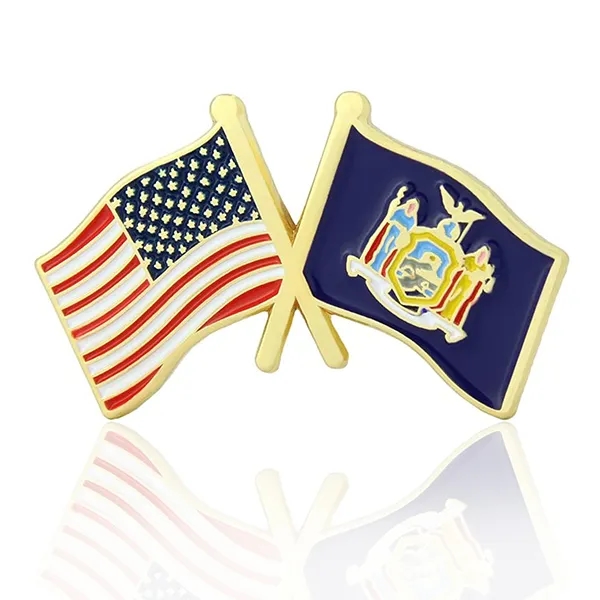 Stock Crossed Flag Pin (USA & USA) 16