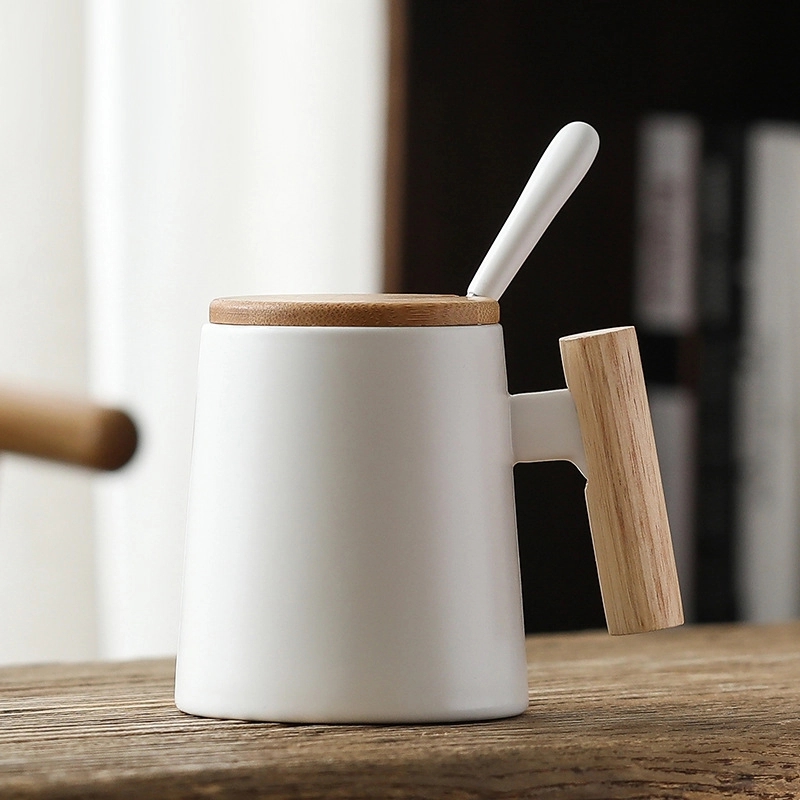 Custom 15 OZ Ceramic with Bamboo Lid and Stir Spoon 7