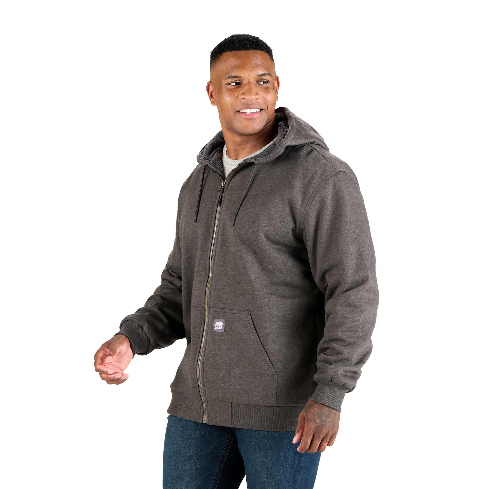 Berne Heritage Grid Fleece-Lined Zip Sweatshirt - Men's