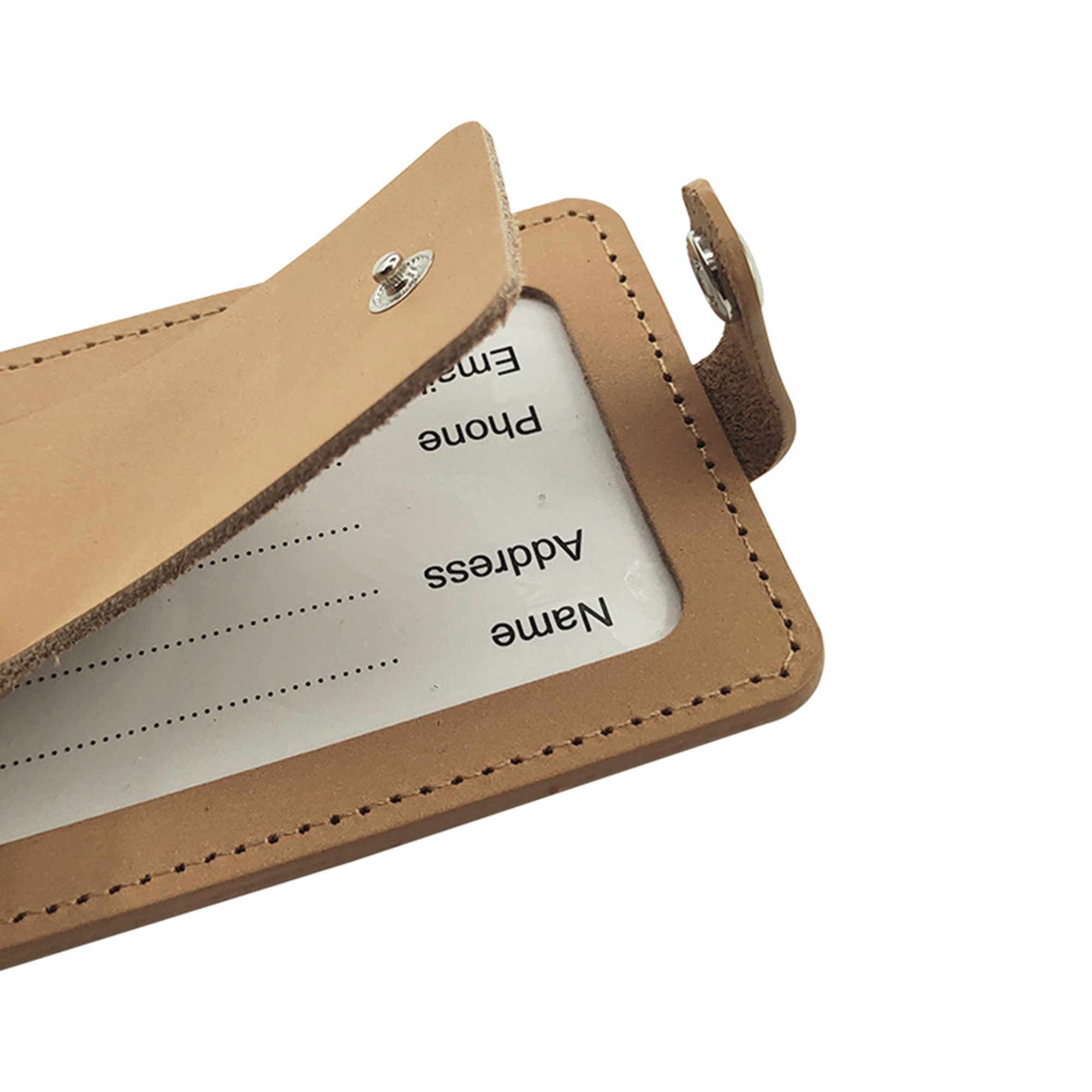 Genuine Leather Luggage Tags with Snap 5