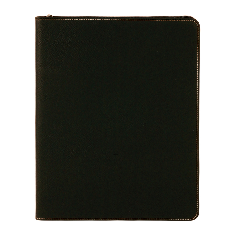 9" x 12" Leatherette Black/Gold Portfolio with Zipper 11