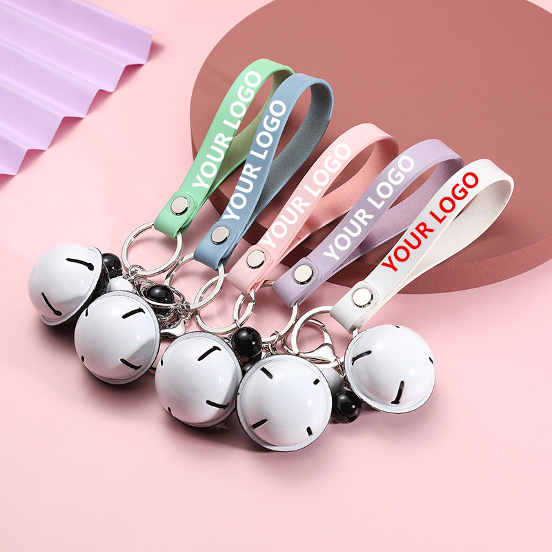 PU leather keychain with small bell 2