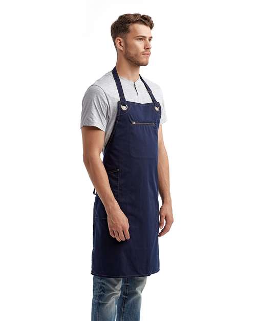 Barley Contrast Stitch Recycled Bib Apron - RP121 2