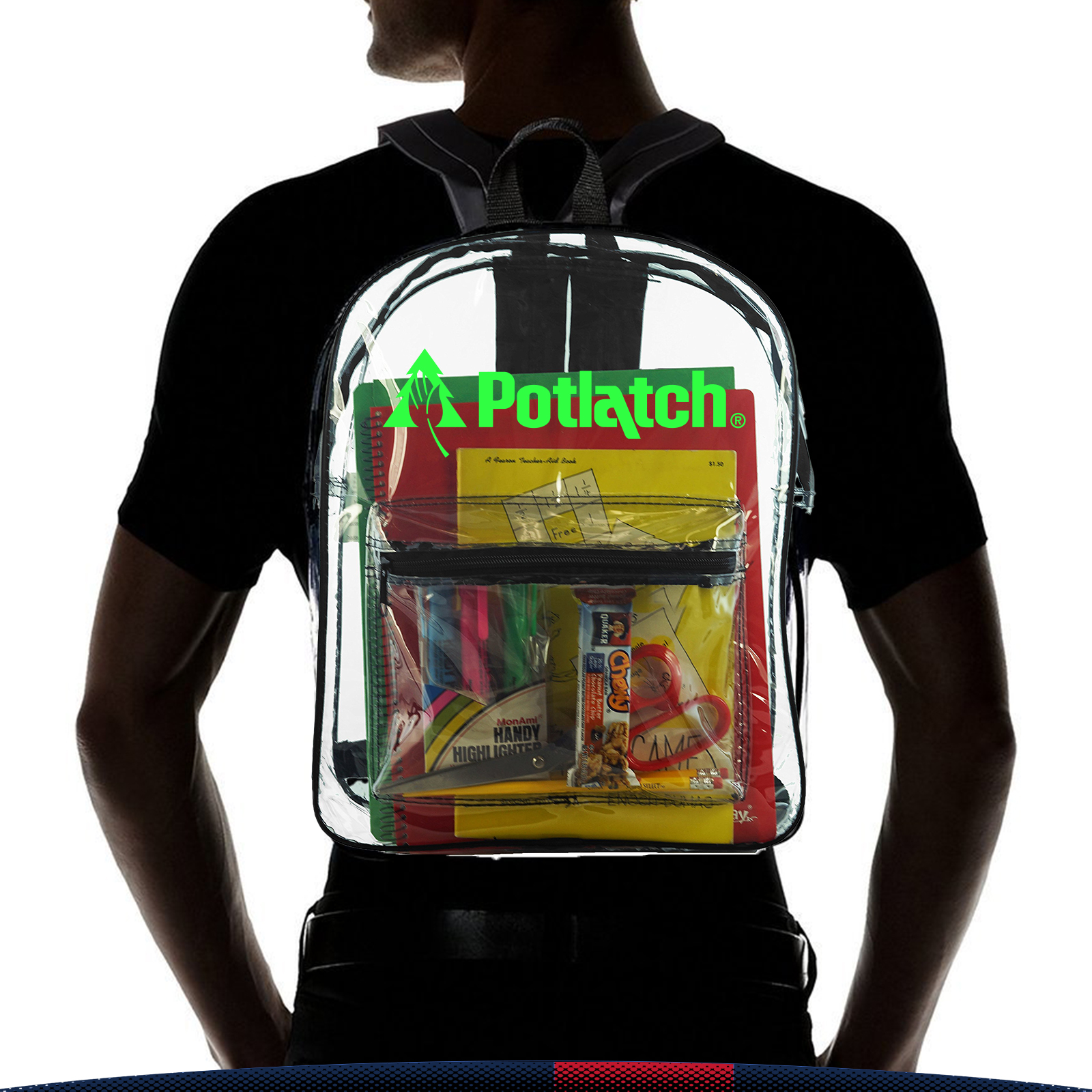 Outip Clear Backpack, custom backpack with logo imprint 2