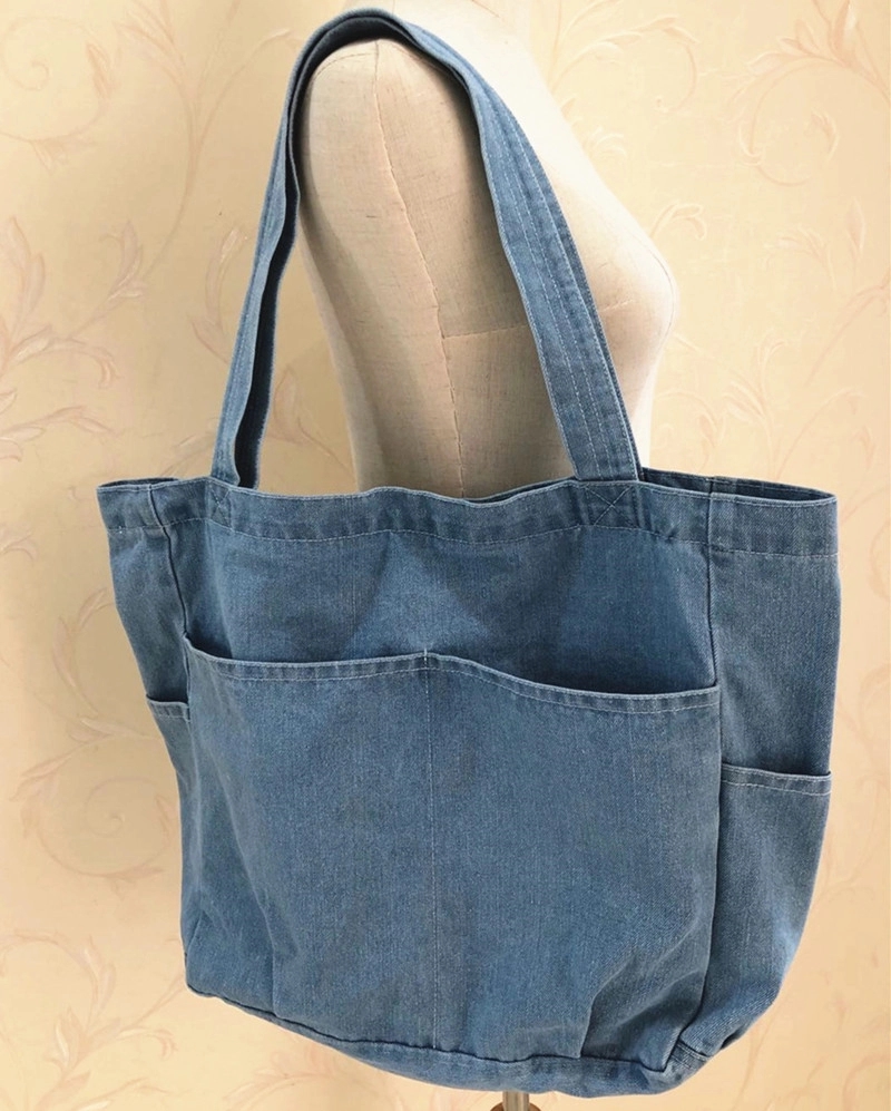 Denim Men'S And Women'S Canvas Large Tote Bag 3
