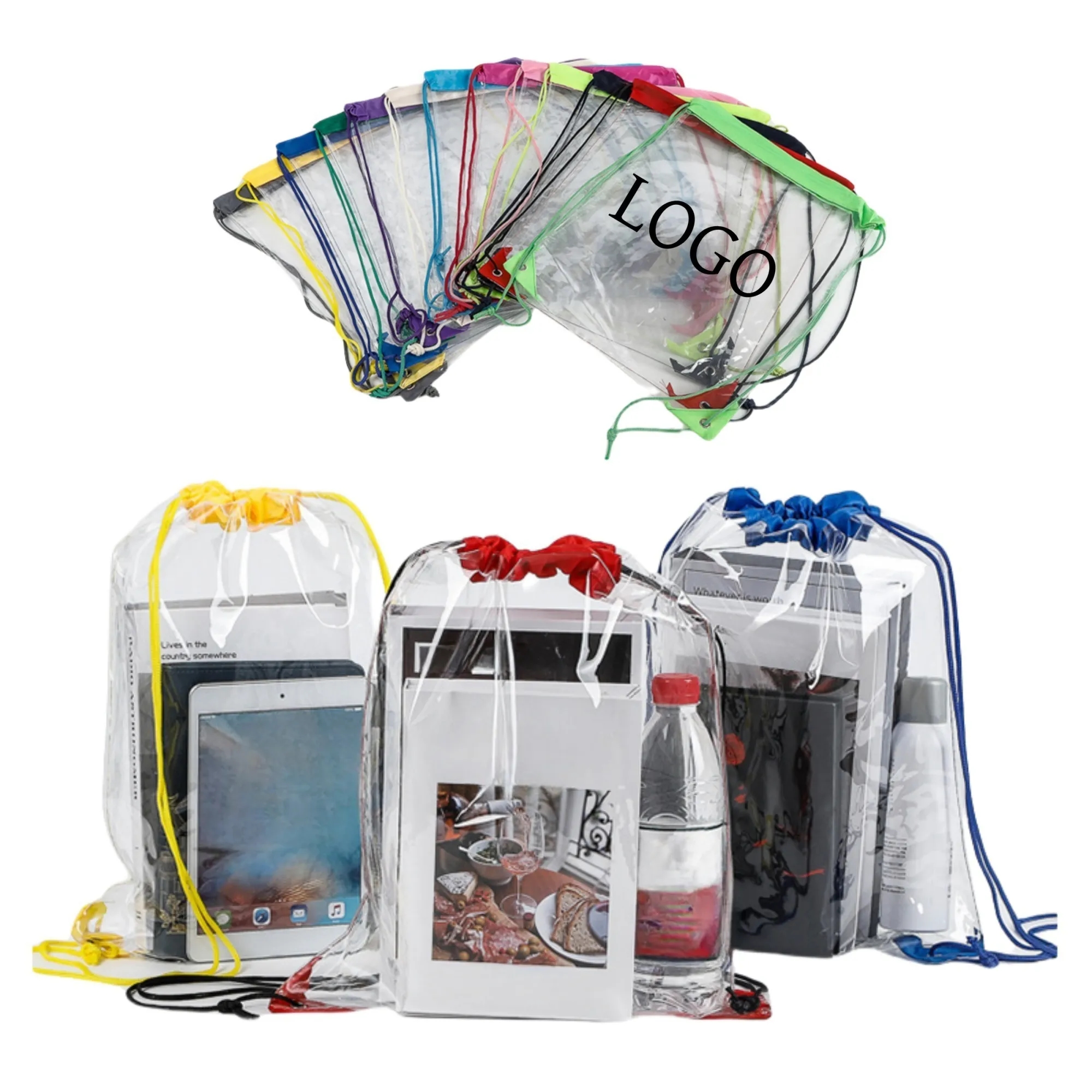 Clear Colorful Drawstring Bags 3