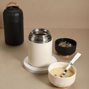 850ml Stainless Steel Food Cup With Double Wall Insulation Foldable Spoon 6