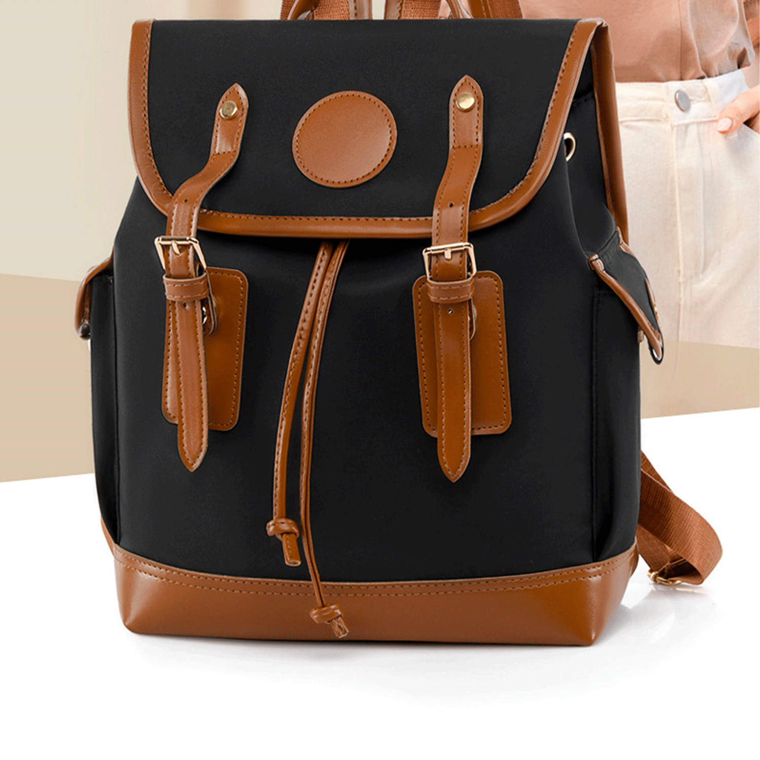 Oxford PU leather casual and large capacity backpack 28