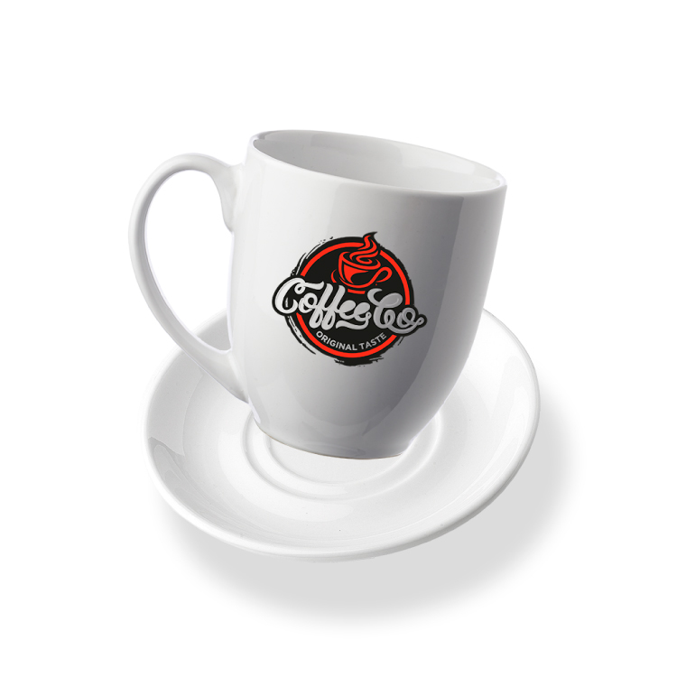 16 oz. Bistro Glossy Coffee Mug with Ceramic Coaster Set - White 3