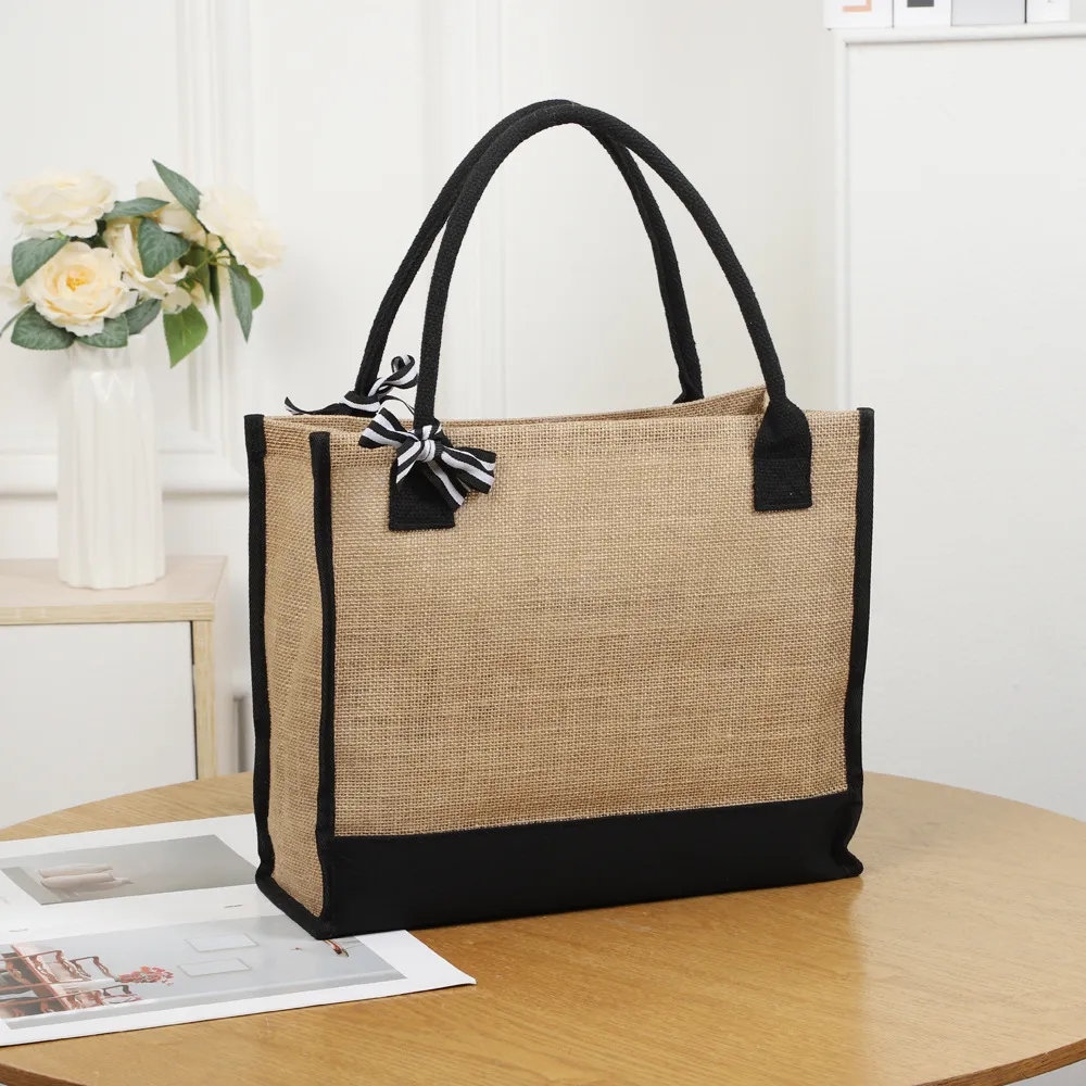 Jute Beach Tote Bag, custom tote bag with logo imprint 7