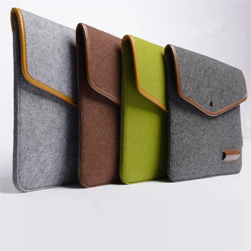Felt Laptop Sleeve with PU Trim, Pen Holder, and Button 8