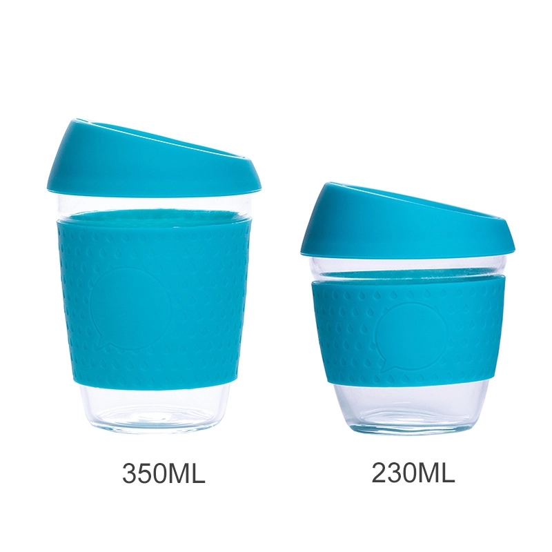 Reusable Glass Coffee Mug Travel Cup with Spill Proof Lid 1