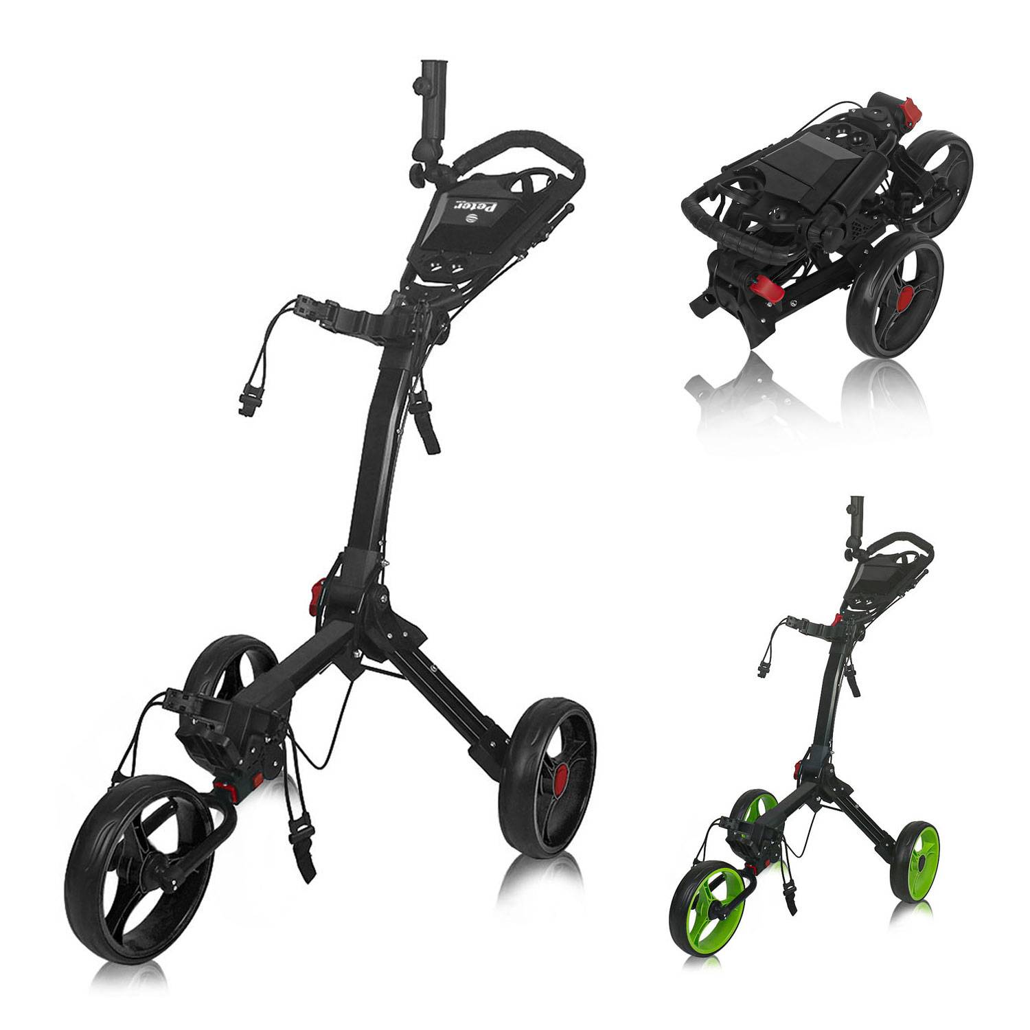 3 Wheel Foldable Lightweight Aluminum Golf Push Cart