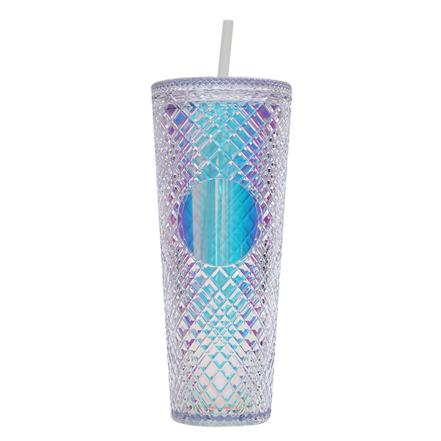 24 Oz. Plastic Double Wall Coffee Tumbler with Straw 5