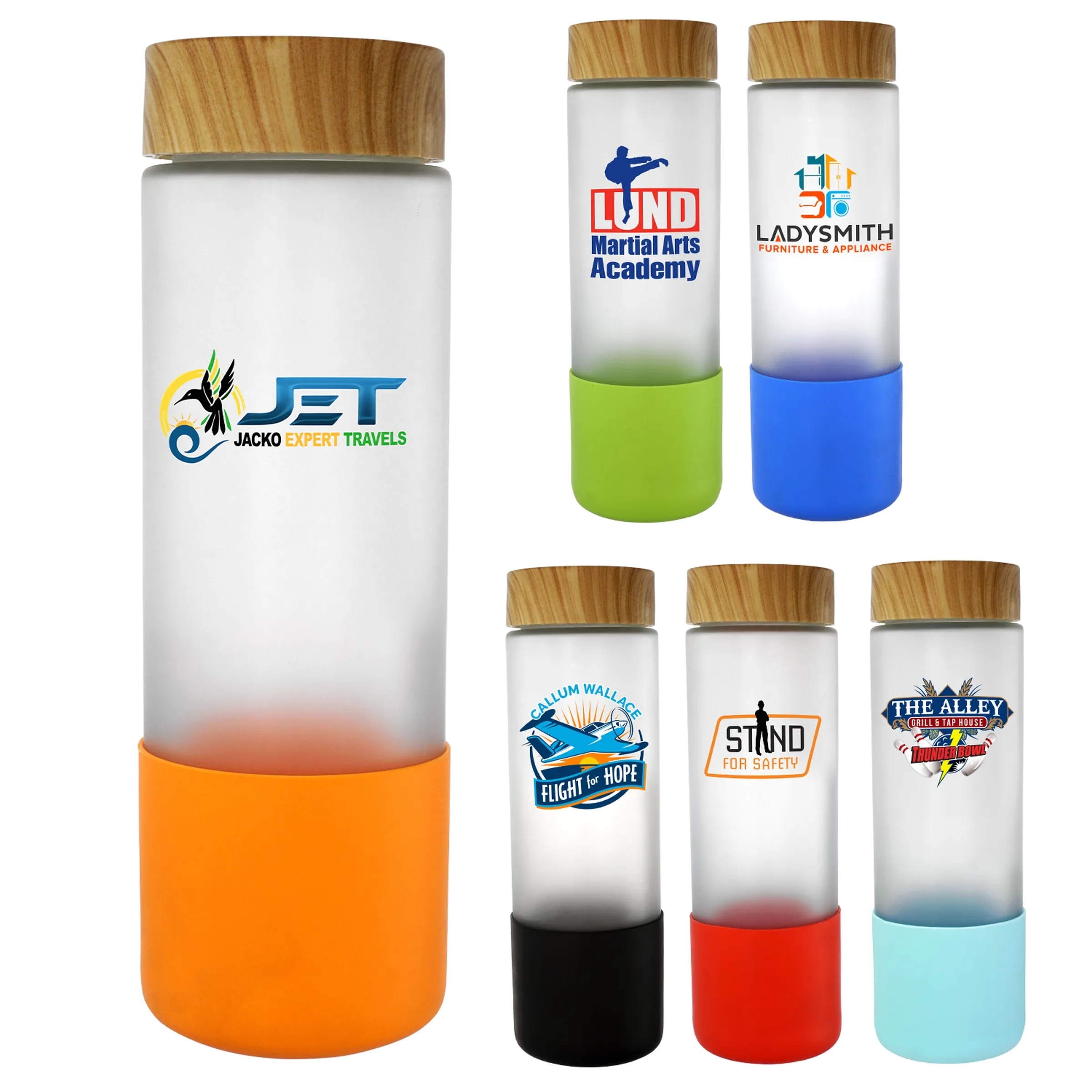 Bamboo Pattern 22 oz. Full Color Frosted Glass Grip Bottle