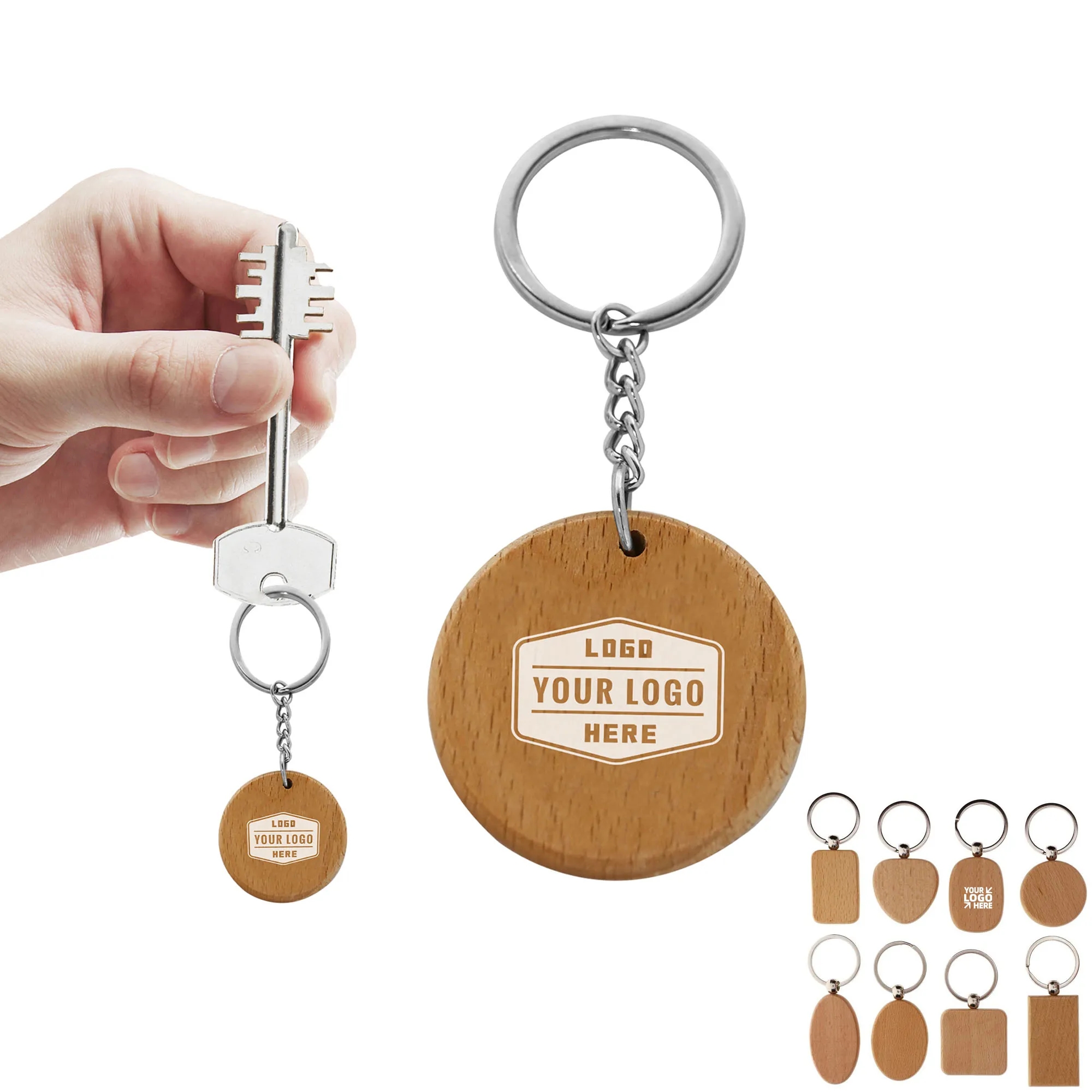 Wood Creative Circular Keychain 1