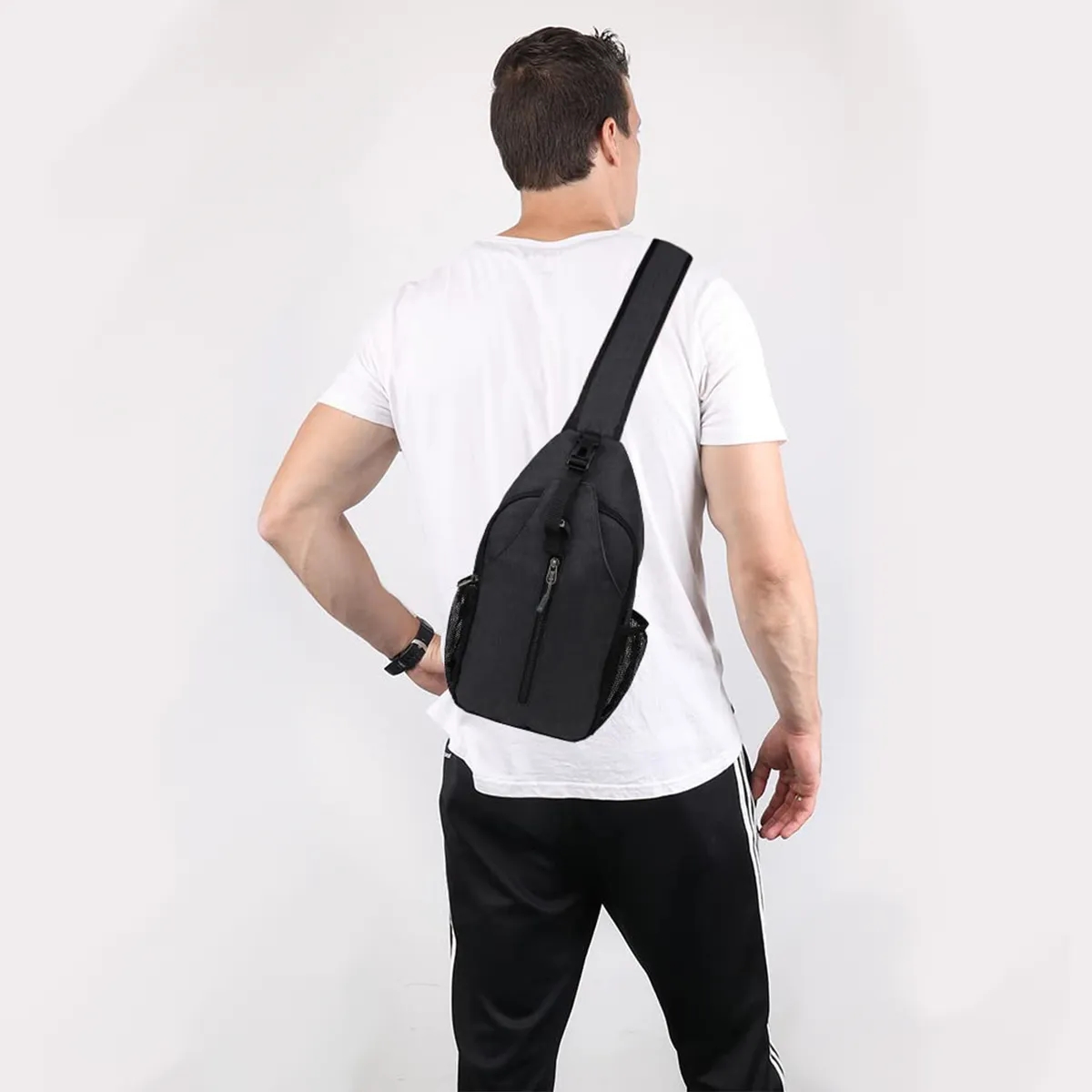 Anti-Theft Crossbody Sling Bag W/ Earphone Port Mash Pockets 3