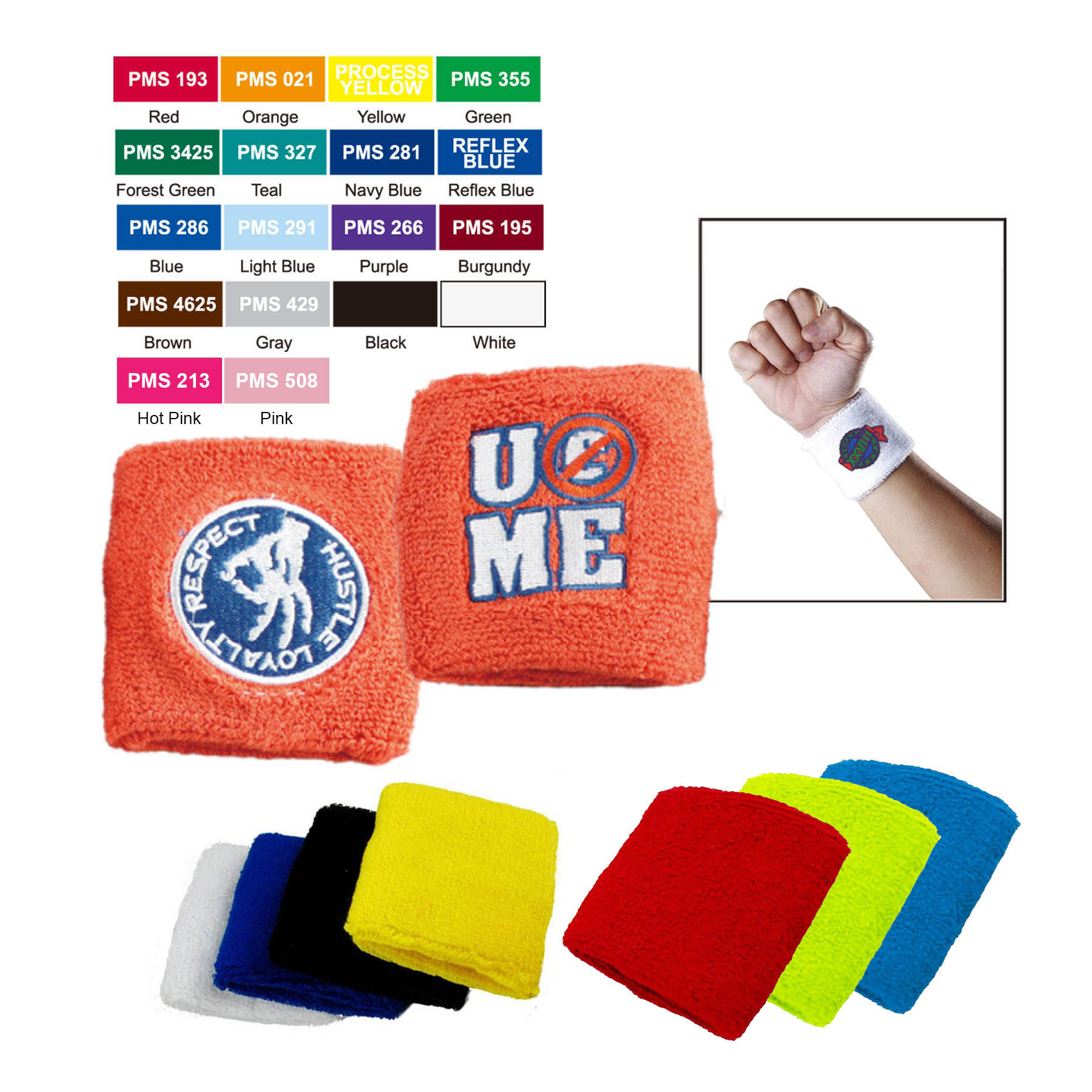 Free Shipping Soft cotton/polyester Terry Cloth Sport Wristbands 14